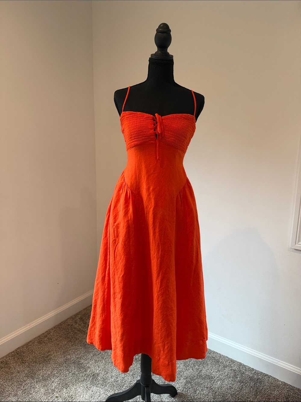 Astr Orange A-Line Midi Dress - Picture 3 of 6